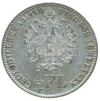 1860B 1/4G Ag "Ferenc József" (5.29g) T:1-,2 Hungary 1860. 1/4 Gulden-Florin Ag "Franz Joseph" Kremnitz (5.29g) C:AU,XF Unger III.: 1469a., Huszár: 2145., Adamo M12.