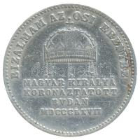 1867. Ferenc József koronázási Ag zseton (23.5mm/5.38g) T:2- Hungary 1867. Franz Joseph coronation Ag jeton (23.5mm/5.38g) C:VF