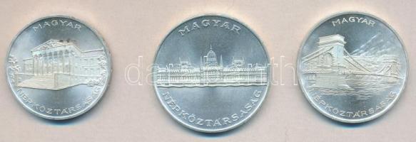 1956. 10Ft + 20Ft + 25Ft Ag "10 éves a Forint" sor T:2