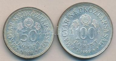 1969. 50Ft Ag + 100Ft Ag "Tanácsköztársaság" pár T:BU
