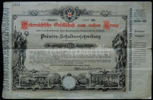 Ausztria 1882. Osztrák Vöröskereszt kötvénye 10G Austria 1882. Austrian Red Cross debenture bond 10 Gulden