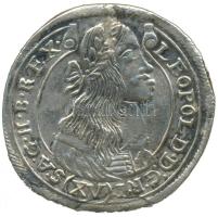 1676. XVKr Ag "Lipót" Körmöcbánya "S A G HB REX" előlapi körirattal (6.01g) T:2- lapkahajlás, kitöredezések / Hungary 1676. XV Kreuzer Ag "Leopold" Kremnitz (6.01g) C:VF,F Huszár: 1423., Unger II.: 1058