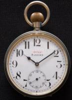 cca 1920 8 napos, nagyméretű, dupla rugós Doxa zsebóra hibátlan porcelán számlappal, másodpercmutató...