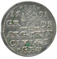 Lengyel Királyság / Riga 1591. 3Gr Ag "III. Zsigmond" (2.5g) T:1- / 
Poland 1591. 3 Grossi...