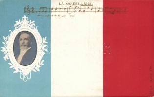 French flag and sheet music of the Marseillaise, Emb.