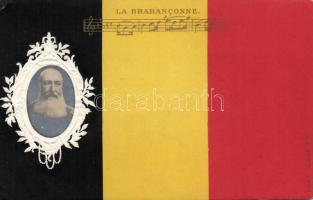 Belgian flag and sheet music of the Brabanconne, Emb. (EK)