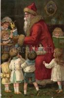 Santa Claus and the children, litho (fa)