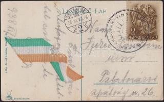 Érsekújvár Kossuth statue, small Hungarian flag on backside, vissza So.Stpl