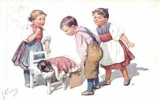Children, dog s: K. Feiertag
