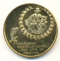 Bognár György (1944-) 1989. "1956-1989 Magyar Köztársaság" aranyozott emlékérem (43mm) T:P...