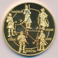 DN. "Magyarok eredete - Rovásírás" aranyozott emlékérem (43mm) T:PP