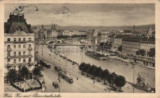 Vienna, Wien I. Kai, Schwedenbrücke / trams, Sweden bridge (b)