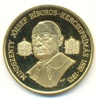 Bognár György (1944-) 1991. "Mindszenty József Bíboros Hercegprímás 1892-1975" aranyozott emlékérem (43mm) T:PP