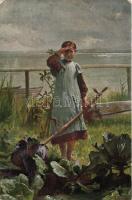 10 db régi motívumlap, vegyes tematikával, romantikus jelenetek, folklór lapok, mind tábori postán f...