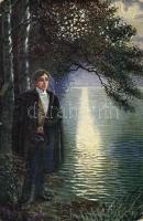 10 db régi motívumlap, vegyes tematikával, romantikus jelenetek, folklór lapok, mind tábori postán f...