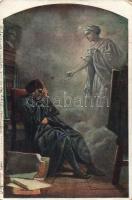 10 db régi motívumlap, vegyes tematikával, romantikus jelenetek, folklór lapok, mind tábori postán f...