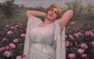 10 db régi, vegyes tematikájú képeslap, romantikus jelenetek, folklór és üdvözlő lapok illetve egy v...