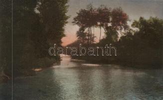 18 db régi képeslap hangulatos tájképekkel, köztük szignált művészlapok és lithok