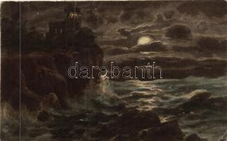 18 db régi képeslap hangulatos tájképekkel, köztük szignált művészlapok és lithok