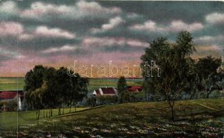 18 db régi képeslap hangulatos tájképekkel, köztük szignált művészlapok és lithok