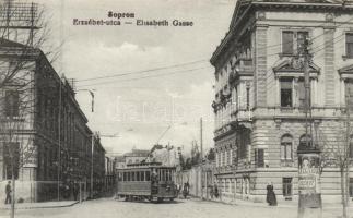Sopron Erzsébet utca villamossal