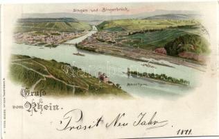 1899 Bingen, Bingerbrück; Mäusethurm / tower litho (cut)