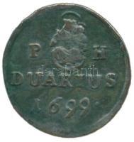 1699KB Duarius Ag "I. Lipót" eltérő körirat (15mm/0.63g) T:1- /  Hungary 1699. Duarius Ag "Leopold" Kremnitz (15mm/0.63g) C:AU Huszár: 1499., Unger II.: 1105.