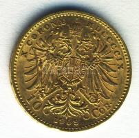 Ausztria 1909. 10K Au (3,39g) T:2 pici ph. R! Austria 1909. 10 Corona Au &quot;Franz Joseph&quot; (3.39g) C:XF small edge error R!