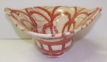 Gorka Géza(1895-1971): jelzett mázas kerámia kosár. Zsűrizett. (miliméteres hibákkal). / Gorka Géza ...