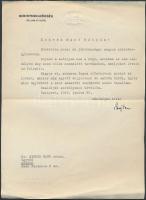 1945 Bojta Béla miniszterelnökségi államtitkár aláírása személyes hangú levélen