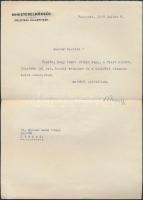 1945 Millok Sándor miniszterelnökségi államtitkár aláírása személyes hangú levélen