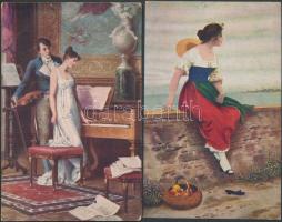 13 db régi motívumlap vegyes tematikával, többségében művészlapok