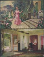 13 db régi motívumlap vegyes tematikával, többségében művészlapok