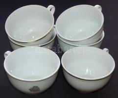 Kis vegyes porcelán tétel: 6db jelzett teáscsésze, 9db jelzett süteményes tányér, 2db bögre és egy kiöntő / Small mixed porcelain lot