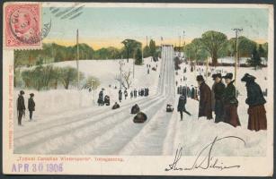 Tobaganning, typical Canadian winter sport (EK)
