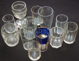 Vegyes bolhapiac tétel: 17db klf üvegpohár, egy réz, egy üveg és egy kerámia váza, 1db ezüstözött ka...