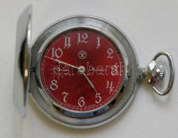 Molnija modern mechanikus zsebóra, fedőlapján színes, népies motívumú díszítéssel /
Molnija modern p...