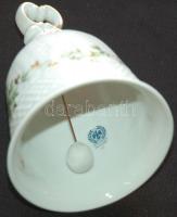 Virágokkal díszített és szolidan aranyozott jelzett Hollóházi porcelán csengő /
Hollóházi chinaware ...