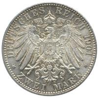Német Államok / Poroszország 1901A 2M Ag "I Frigyes - II. Vilmos" (11.13g) T:1,1- /  German States / Prussia 1901A 2 Mark Ag "Friedrich I - Wilhelm II" (11.13g) C:UNC,AU