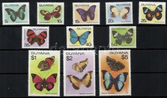 Lepkék sor (15C értéken pici gumihiba), Butterflies set (15C minor gum fault), Schmetterlinge Satz (15C kleine Störung im Gummi)