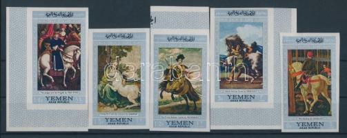 Painitings showing horses (II.) imperforated set with margin and corner stamps, Lovas festmények (II.) vágott sor, közte ívszéli és ívsarki bélyegek, Pferdegemalde (II) ungezähnter Satz, Marken mit Rand darin