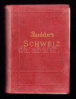 Baedeker's Reisehandbücher - Schweiz, svájci útikönyv német nyelven, Karl Baedeker kiadása, Leipzig, 1891., rengeteg kihajtható térképpel, kiadói egészvászon kötésben, megviselt állapotban