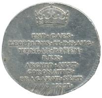 Habsburg Birodalom / Prága 1791 szeptember 6. II. Lipót prágai koronázási Ag zseton (20mm/2.18g) T:2- karc Habsburg Monarchy / Prague 1791. Leopoldus II coronation Ag jeton "IMP CAES LEOPOLDVS II. P F AVG HVNGAR BOHEM REX ARCHID AVST CORONATVS PRAGAE VI. SEPT MDCCXCI / PIETATE ET CONCORDIA" (20mm/2.18g) C:VF scratched