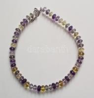 Fazettált ametrin nyaklánc ezüst (Ag) szerelékkel / Faceted ametrin necklace with silver accessories 42cm