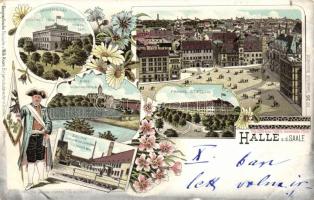 Halle an der Saale with salt mine litho