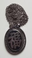 Régi ezüst (Ag) nyaklánc kínai jelet ábrázoló medállal / Silver necklace with medal 13,4gr