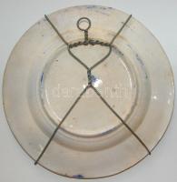 XIX. századi kobalt-festett fajansz dísztányér /
19th century faience plate with floral decoration d...