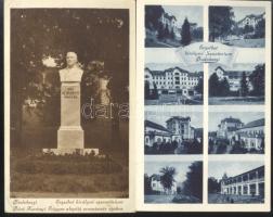 Budakeszi - 2 db képeslap, Erzsébet királyné szanatórium, Báró Horányi Frigyes alapító orvostanár szobra
