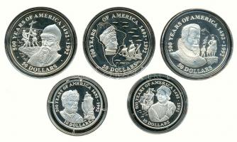 Cook-szigetek 1989-1993. "Amerika felfedezésének 500. évfordulója" alkalmából kiadott ezüs...