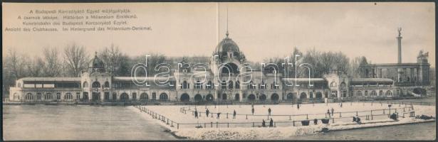 Budapest XIV. Városliget, műjégpálya, panorámalap (fa)